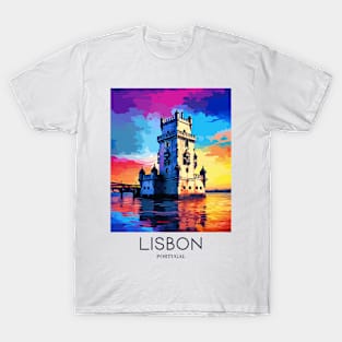 A Pop Art Travel Print of Lisbon - Portugal T-Shirt